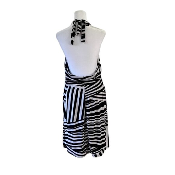 A.N.A Black White Stripe Halter Dress Size Large - Picture 4 of 7